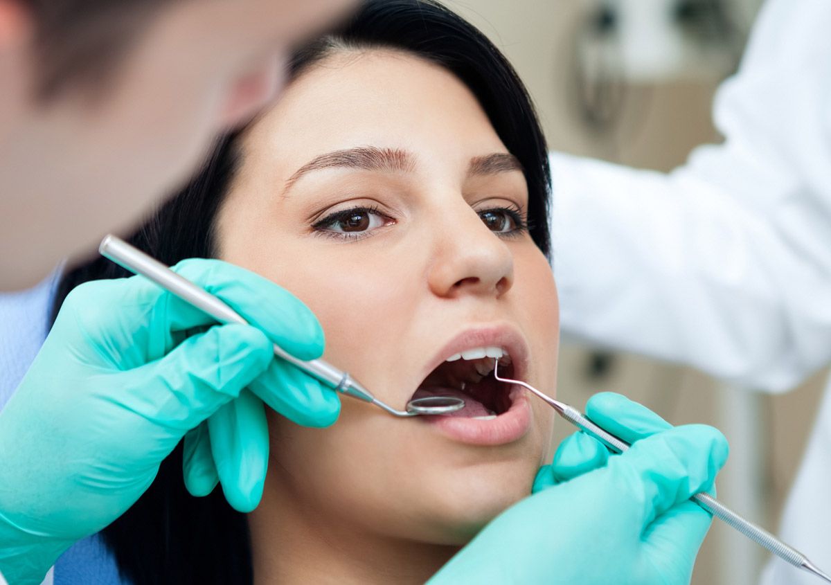 Woman having dental checkup